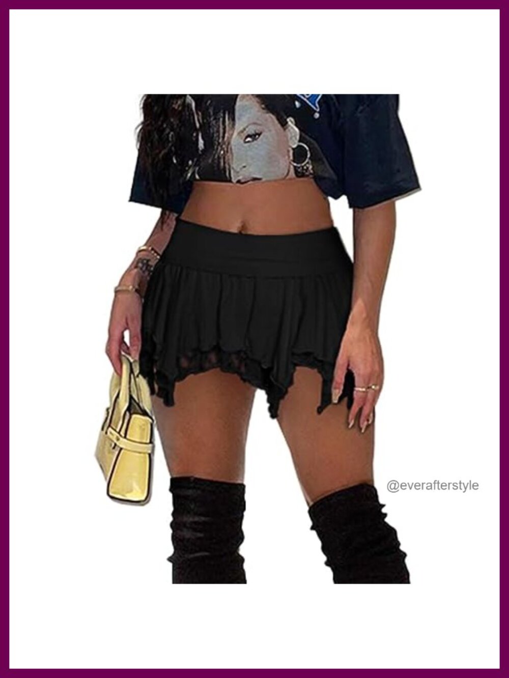 Women Y2K Lace Mini Skirt Low Waist Layered Ruffle Pleated A-Line